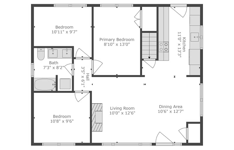 Real Estate Floor Plan Example with measurements and room dimensions